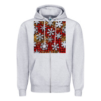 Heather Grey christmas snow crystals with plaid seamless pattern Zipper Hoodie - BundleAndBundleShop