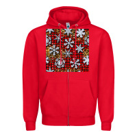 Red christmas snow crystals with plaid seamless pattern Zipper Hoodie - BundleAndBundleShop