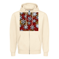 Sandshell christmas snow crystals with plaid seamless pattern Zipper Hoodie - BundleAndBundleShop