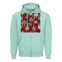 Seafoam christmas snow crystals with plaid seamless pattern Zipper Hoodie - BundleAndBundleShop