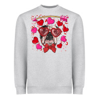 Heather Grey Valentine's day  english bulldog Heavyweight Sweatshirt - RanaPortraitStore