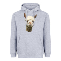 Heather Grey Alpaca Head Heavyweight Hoodie - LillyAllenDesigns