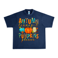Navy autumn leaves and pumpkins please Urban Heavy Tee - Zillion Design Studio