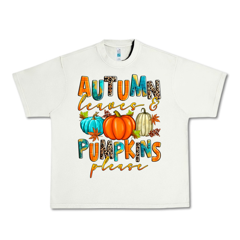 Autumn Leaves And Pumpkins Please Urban Heavy Tee by Zillion Design Studio | Teevron
