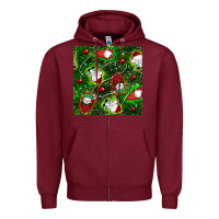 Burgundy christmas gnomes seamless pattern Zipper Hoodie - BundleAndBundleShop