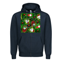 Navy christmas gnomes seamless pattern Zipper Hoodie - BundleAndBundleShop