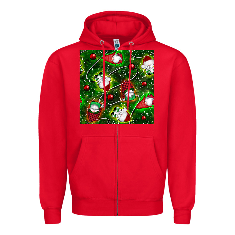 Christmas Gnomes Seamless Pattern Zipper Hoodie by BundleAndBundleShop | Teevron