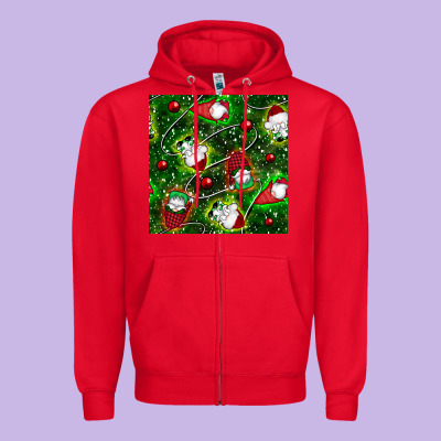 Christmas Gnomes Seamless Pattern Zipper Hoodie Designed By Bundleandbundleshop