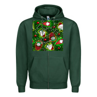 Sports Green christmas gnomes seamless pattern Zipper Hoodie - BundleAndBundleShop