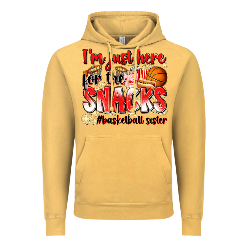 Im Just Here For The Snacks Basketball Sister Vintage Hoodie by Zillion Design Studio | Teevron