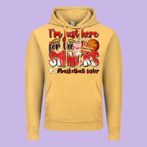 Im Just Here For The Snacks Basketball Sister Vintage Hoodie Designed By Zillion Design Studio