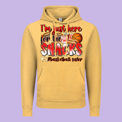 Im Just Here For The Snacks Basketball Sister Vintage Hoodie Designed By Zillion Design Studio