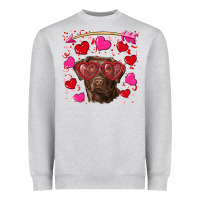Heather Grey Valentine's day  labrador retriever Heavyweight Sweatshirt - RanaPortraitStore