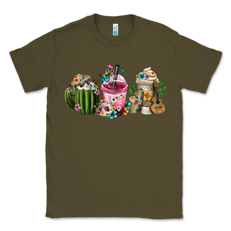 Mexican Day Of The Dead Coffee Cups Classic Tee by FaDigitalArtStudio | Teevron