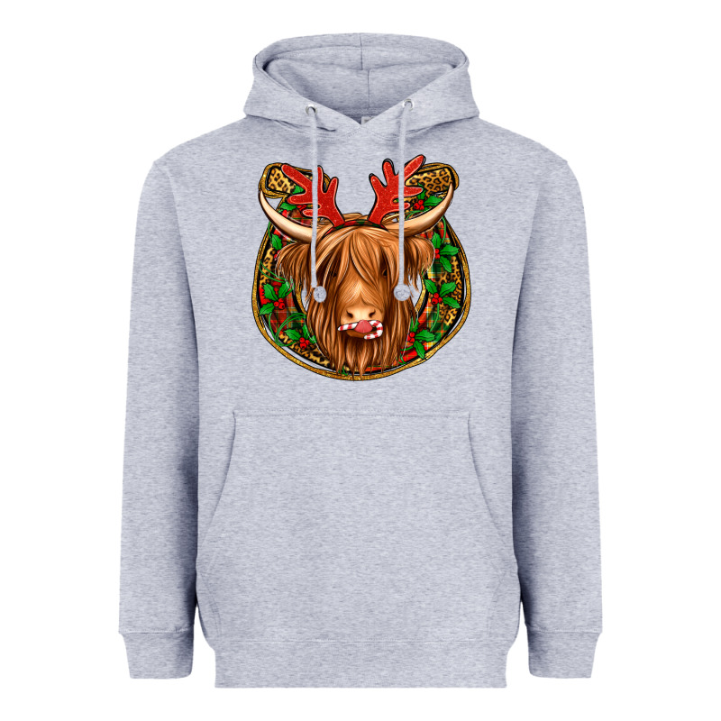 Christmas Highland Cow Mistletoe Christmas Heavyweight Hoodie by Jasminsmagicworld | Teevron