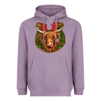 Lavender christmas highland cow mistletoe Christmas Heavyweight Hoodie - Jasminsmagicworld