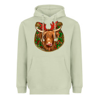 Matcha christmas highland cow mistletoe Christmas Heavyweight Hoodie - Jasminsmagicworld