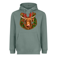 Sage christmas highland cow mistletoe Christmas Heavyweight Hoodie - Jasminsmagicworld