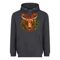 Smoke christmas highland cow mistletoe Christmas Heavyweight Hoodie - Jasminsmagicworld