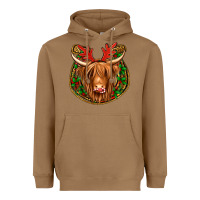 Toasted Coconut christmas highland cow mistletoe Christmas Heavyweight Hoodie - Jasminsmagicworld