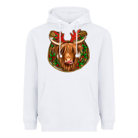White christmas highland cow mistletoe Christmas Heavyweight Hoodie - Jasminsmagicworld
