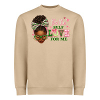 Mushroom sorority colors its the self love for me afro woman2 Heavyweight Sweatshirt - texasbilliewilder