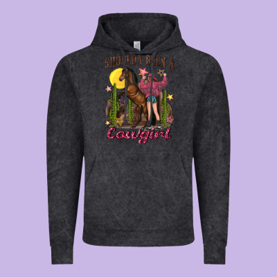 Shoulda Been A Cowgirl Bucking Horse Vintage Hoodie Designed By Texasbilliewilder