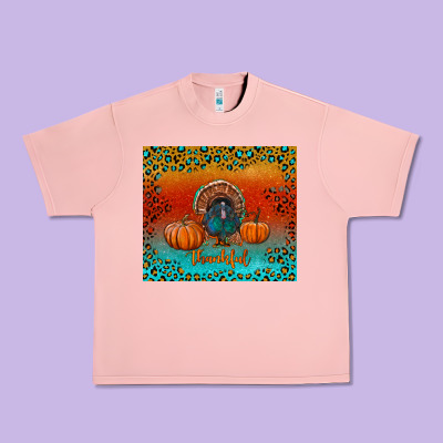 Thankful With Turkey And Pumpkins Urban Heavy Tee Designed By Ranaportraitstore