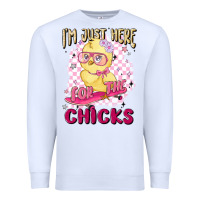 White i'm just here for the chicks Premium Sweatshirt - MaliasSmallBusiness