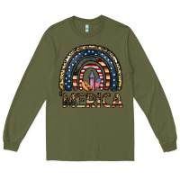 Army Green merica rainbow Long Sleeve Tee - CowhideDigitalArt