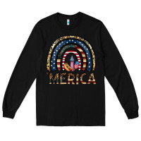 Black merica rainbow Long Sleeve Tee - CowhideDigitalArt