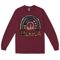 Burgundy merica rainbow Long Sleeve Tee - CowhideDigitalArt