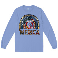 Colony Blue merica rainbow Long Sleeve Tee - CowhideDigitalArt