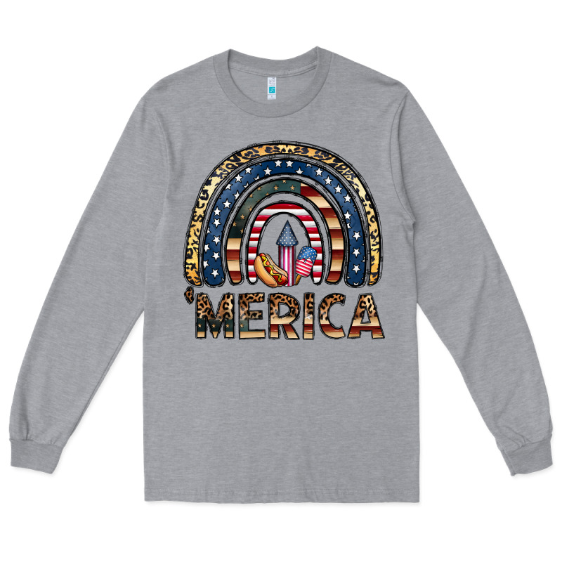 Merica Rainbow Long Sleeve Tee by CowhideDigitalArt | Teevron