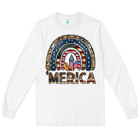 White merica rainbow Long Sleeve Tee - CowhideDigitalArt