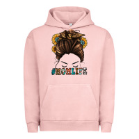 Pigment Salmon mom life messy bun Urban Hoodie - Jasminsmagicworld