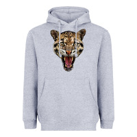 Heather Grey ocelot head Heavyweight Hoodie - LillyAllenDesigns