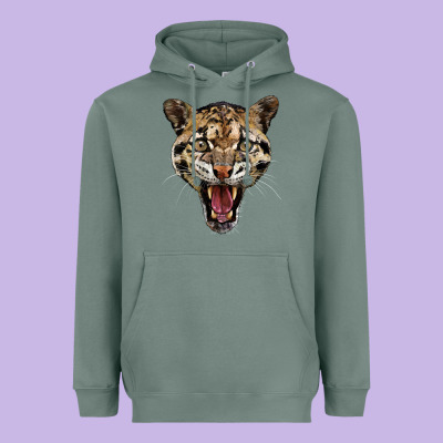 Ocelot Head Heavyweight Hoodie Designed By Lillyallendesigns