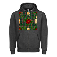 Charcoal Heather christmas candle and ornaments seamless pattern Zipper Hoodie - BundleAndBundleShop