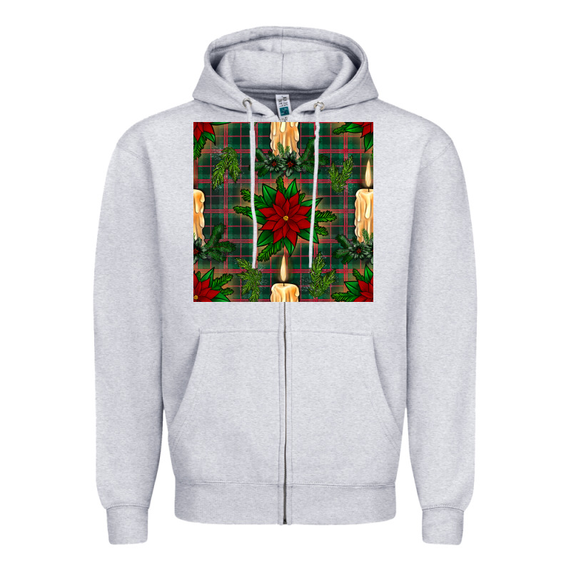 Christmas Candle And Ornaments Seamless Pattern Zipper Hoodie by BundleAndBundleShop | Teevron
