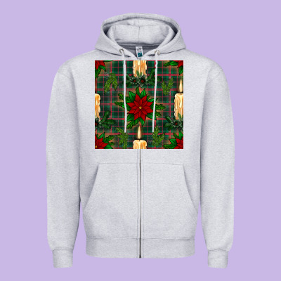 Christmas Candle And Ornaments Seamless Pattern Zipper Hoodie Designed By Bundleandbundleshop