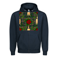 Navy christmas candle and ornaments seamless pattern Zipper Hoodie - BundleAndBundleShop