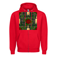 Red christmas candle and ornaments seamless pattern Zipper Hoodie - BundleAndBundleShop
