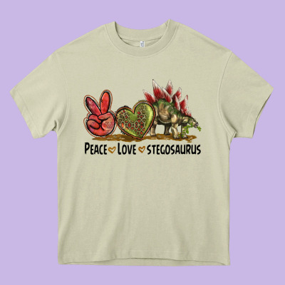 Peace Love Stegosaurus Heavy Core Tee Designed By Lillyallendesigns