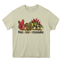Mossy Peace Love Stegosaurus Heavy Core Tee - LillyAllenDesigns
