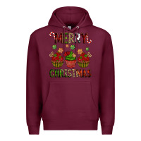 Burgundy Merry Christmas cupcakes Premium Hoodie - NancyCooperArtShop