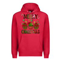 Cardinal Merry Christmas cupcakes Premium Hoodie - NancyCooperArtShop