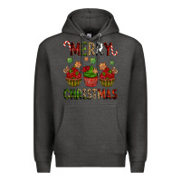 Charcoal Heather Merry Christmas cupcakes Premium Hoodie - NancyCooperArtShop