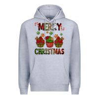 Heather Grey Merry Christmas cupcakes Premium Hoodie - NancyCooperArtShop