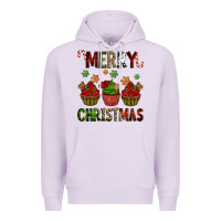 Lilac Merry Christmas cupcakes Premium Hoodie - NancyCooperArtShop